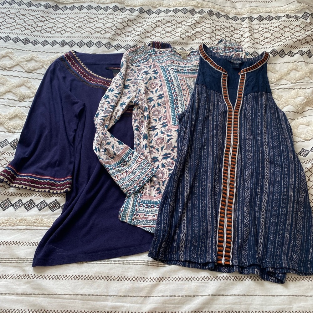 3 piece blue Lucky Brand Bundle sizes S/M